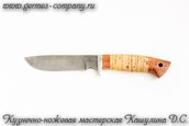 Нож из дамасской стали Ирбис, помеле, береста фото 2