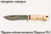 Нож из дамасской стали Ирбис, карельская береза фото 2