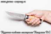Нож из дамасской стали Куница, граб, береста фото 5