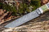 Нож Сибирь из дамасской стали, стаб. дерево фото 2