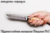 Нож из дамасской стали Ястреб, бубинга с берестой фото 4