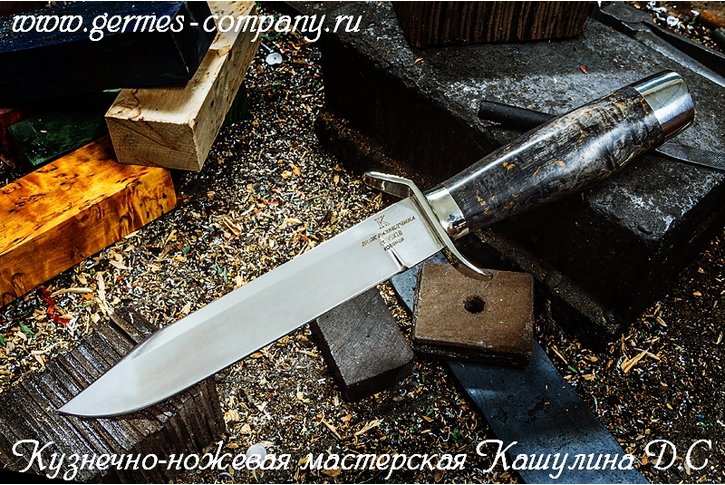 Нож разведчика 95Х18, стабилизированное дерево