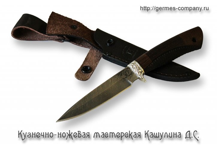 Нож Косуля из дамасской стали, венге