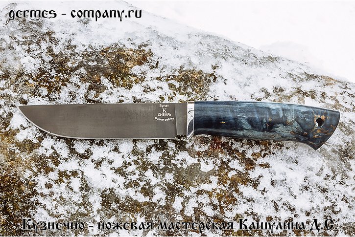 Нож Сибирь из булатной стали, стаб. карелка